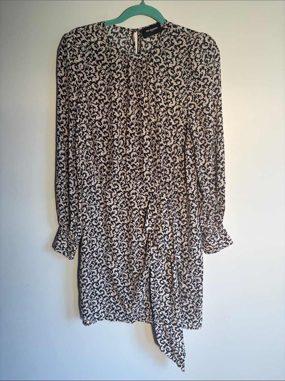 The Kooples Black and Cream Printed Midi Dress